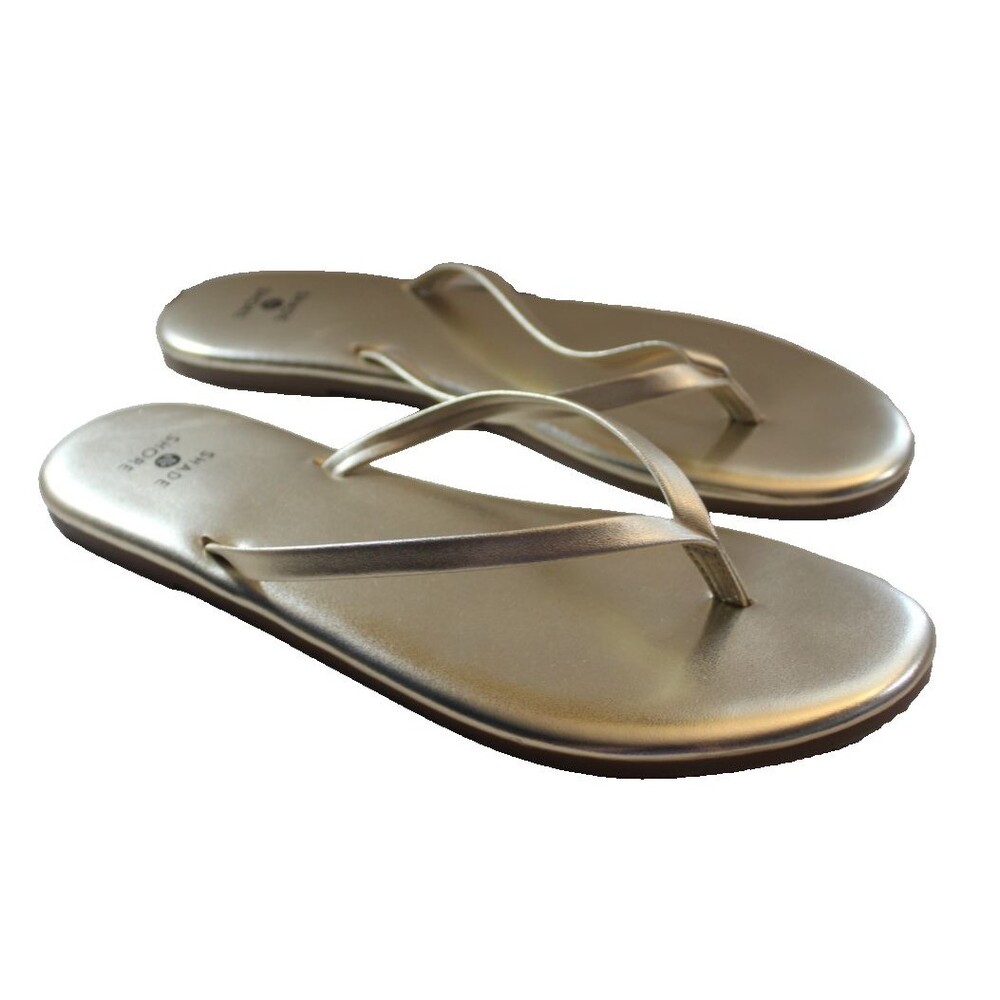 Shade Shore Gold Thong Flip Flops Womens SZ 7 - Picture 4 of 8